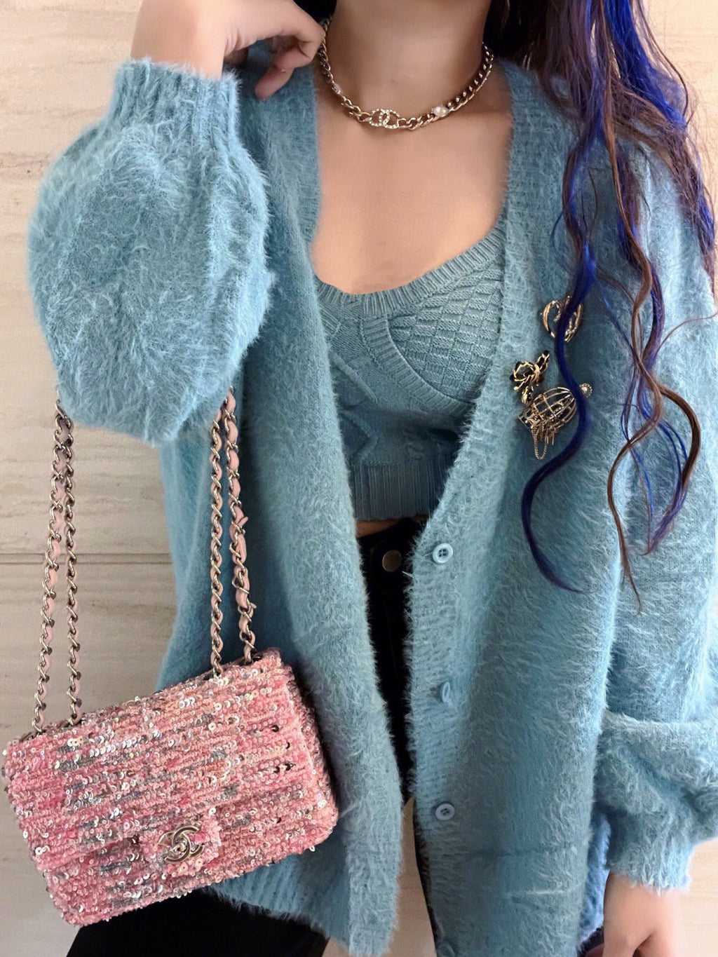 CHANEL P80 Crystal Double-C Choker Necklace