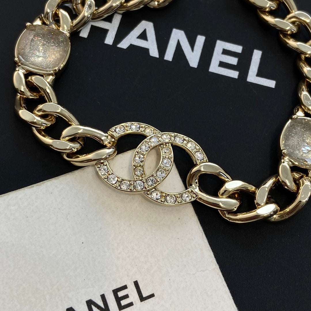 CHANEL P80 Crystal Double-C Choker Necklace