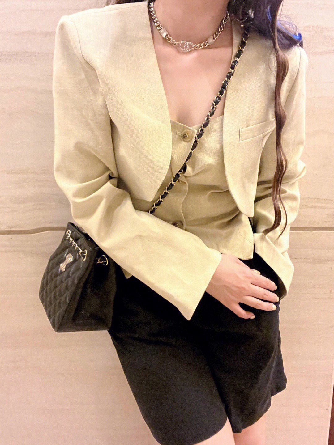 CHANEL P80 Crystal Double-C Choker Necklace