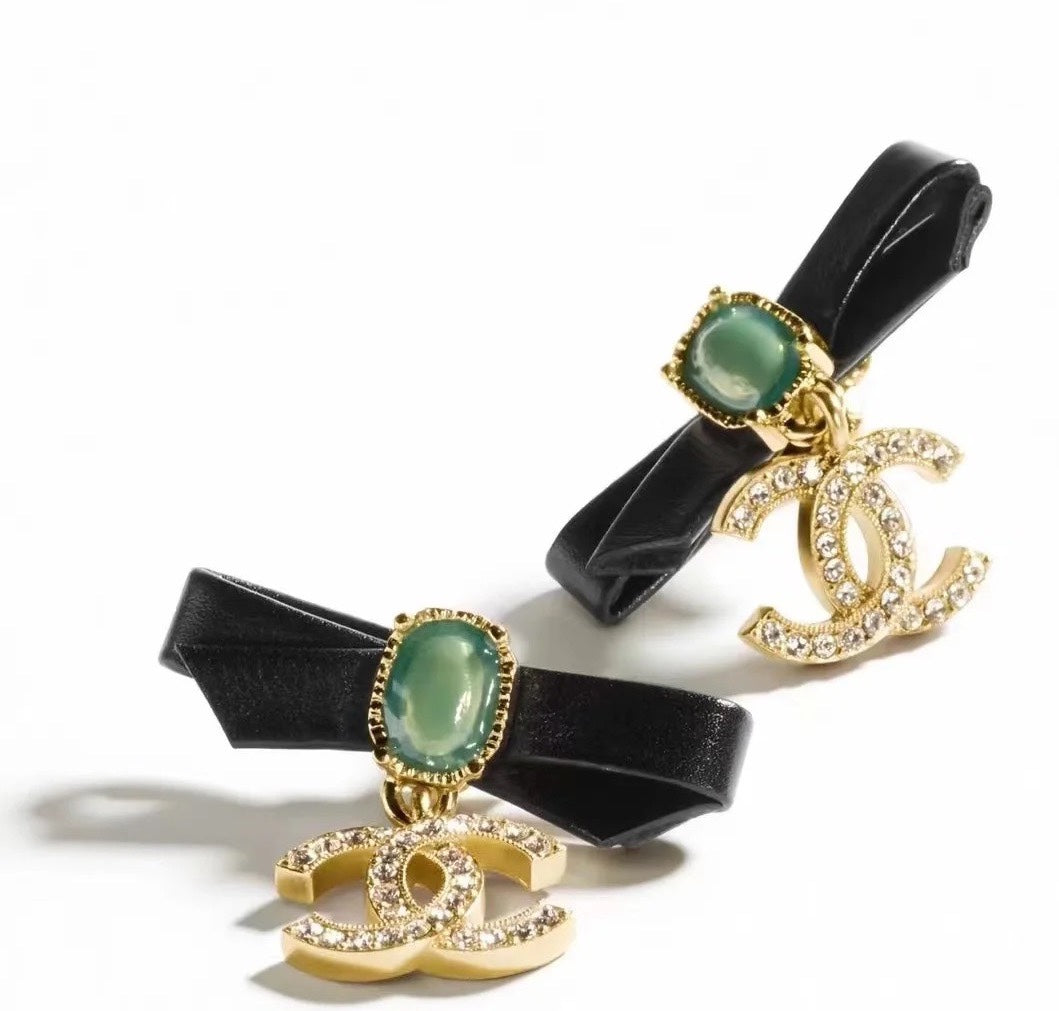 CHANEL Pearl Crystal Bow Earrings