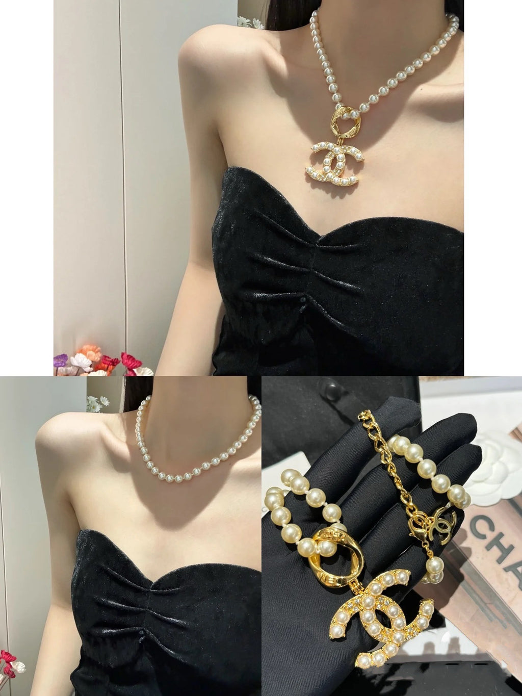 CHANEL Pearl Double-C Vintage Pendant Necklace