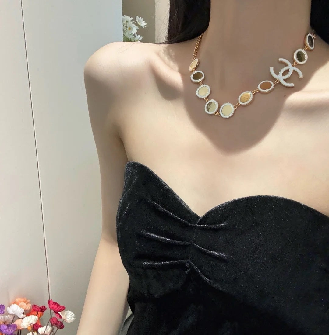 CHANEL Enamel Double-C Vintage Necklace