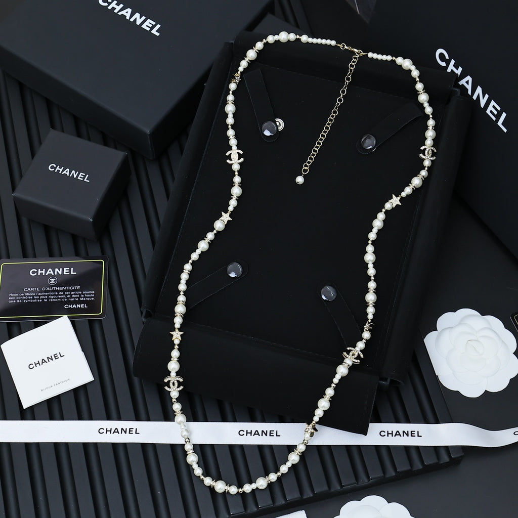 CHANEL Pearl Long Necklace