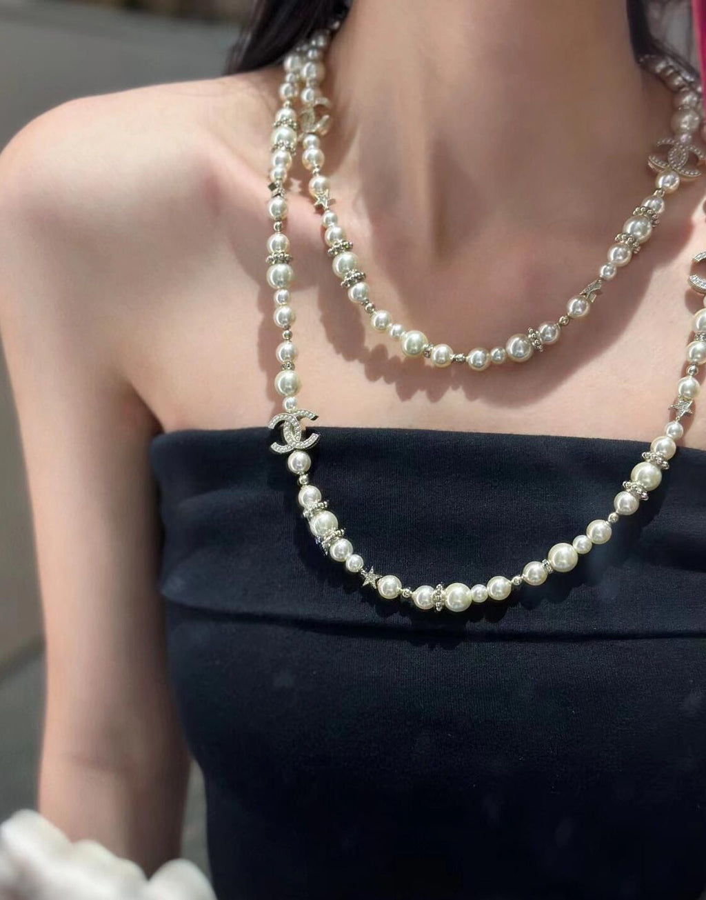 CHANEL Pearl Long Necklace