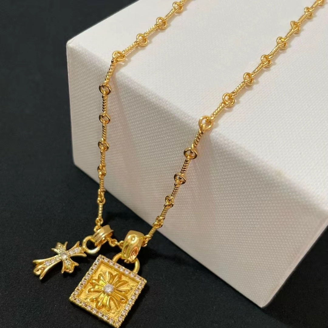 Lock Cross Necklace