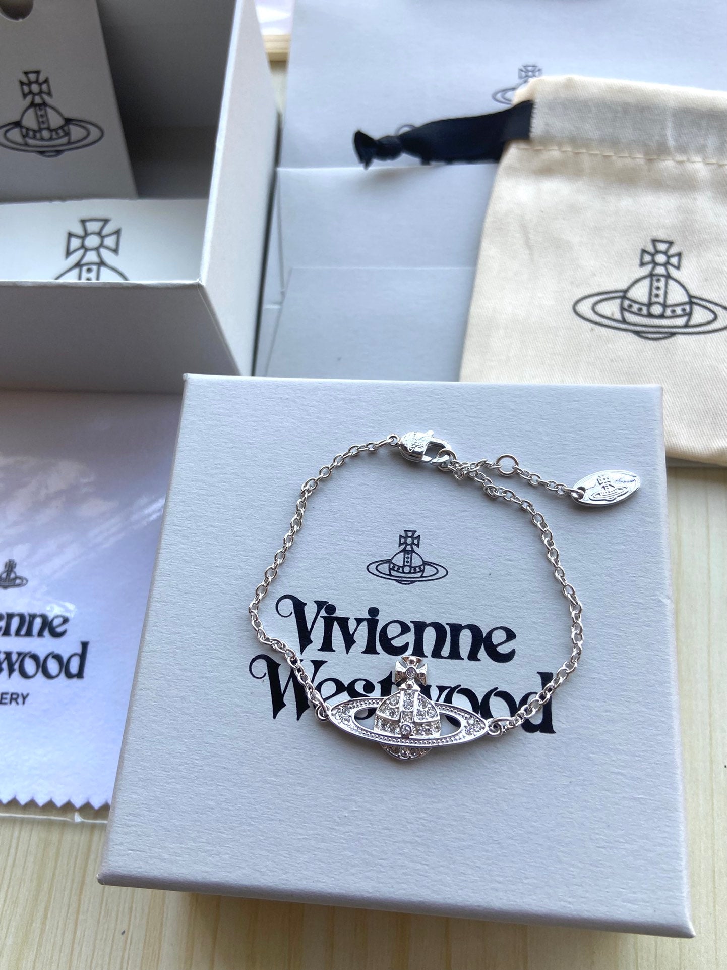 Vivienne Westwood Saturn Full-Rhinestone Bracelet