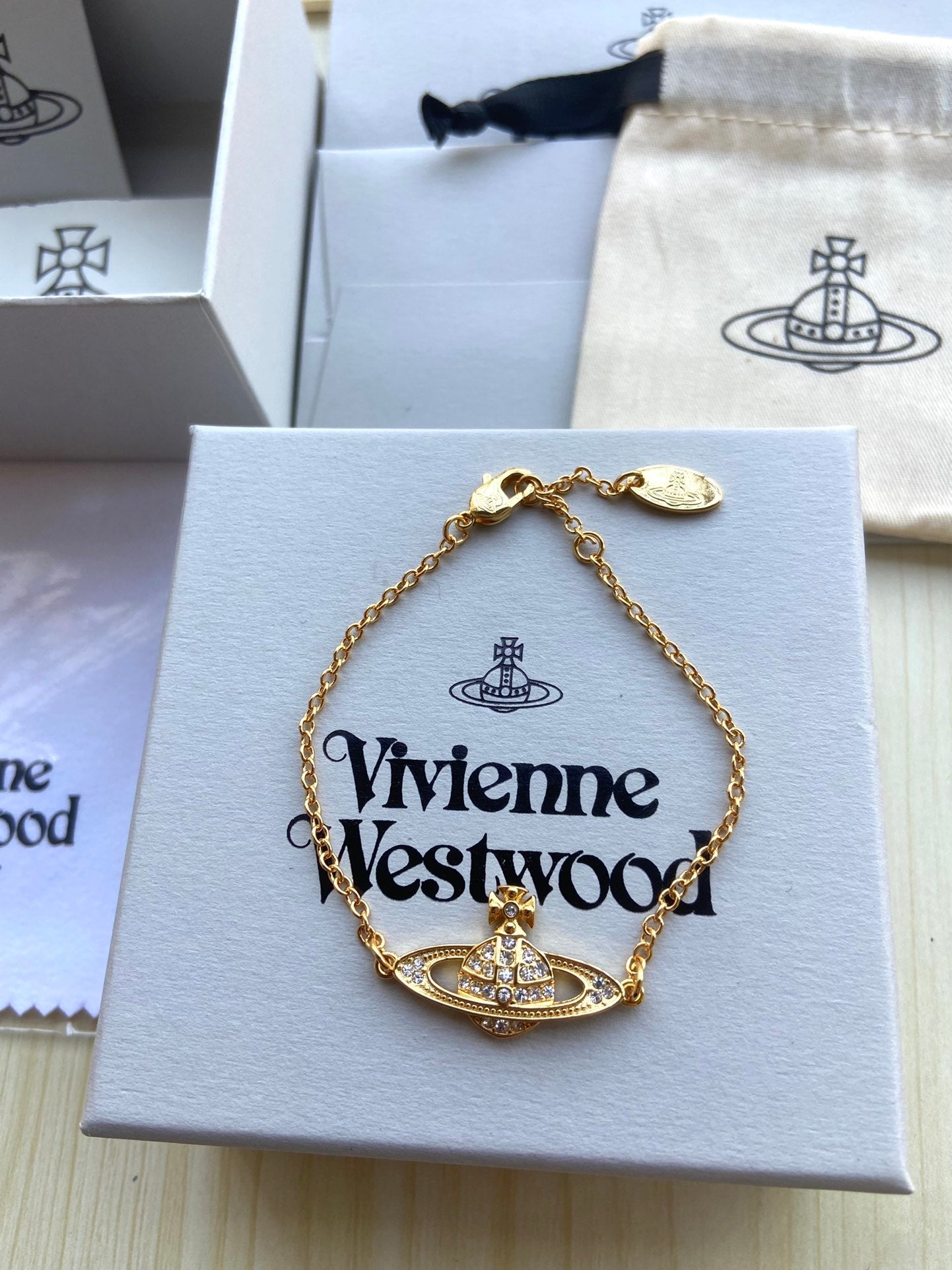 Vivienne Westwood Saturn Full-Rhinestone Bracelet