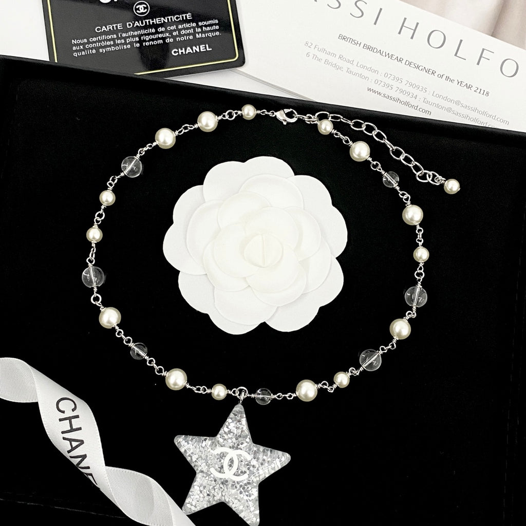 CHANEL Pearl Crystal Necklace