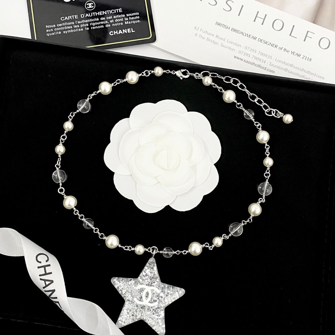 CHANEL Pearl Crystal Necklace