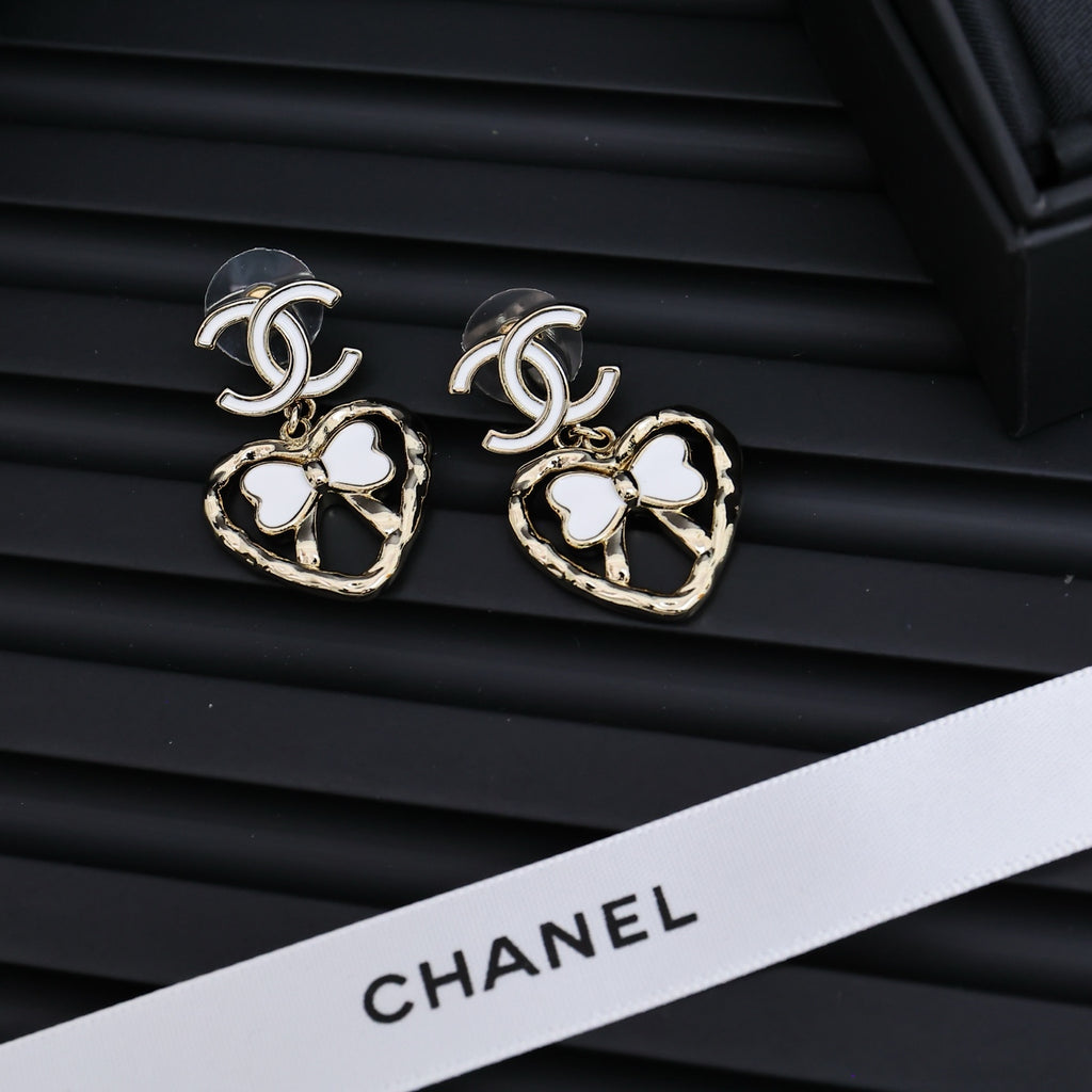 CHANEL Enamel Bow Earrings