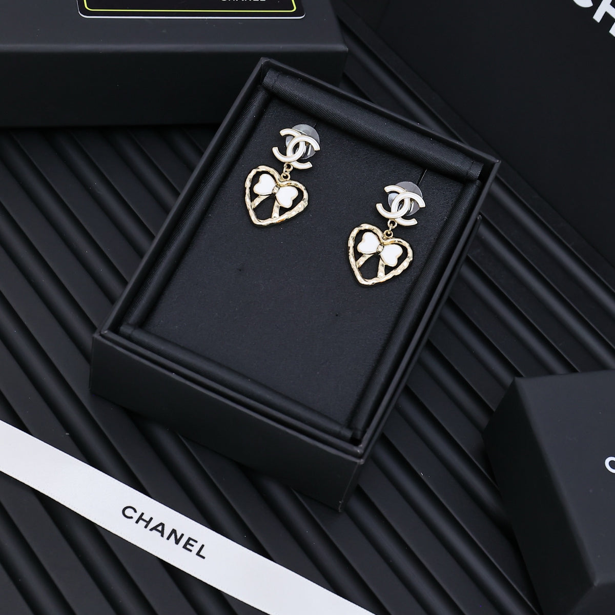 CHANEL Enamel Bow Earrings
