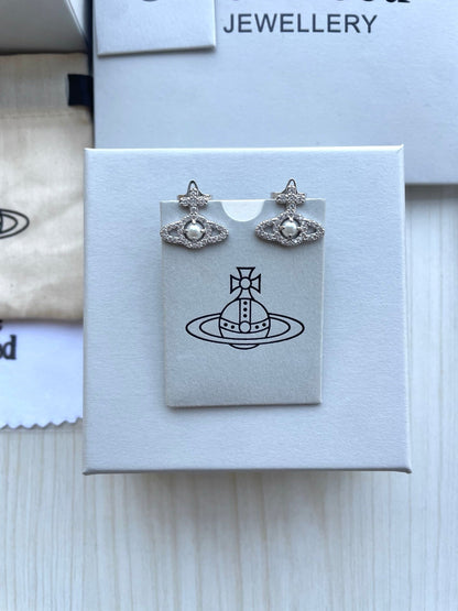 Vivienne Westwood Saturn Stud Earrings (Full Rhinestone)