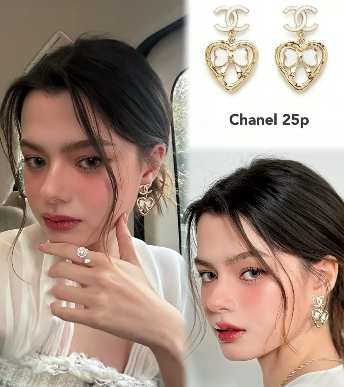 CHANEL Enamel Bow Earrings