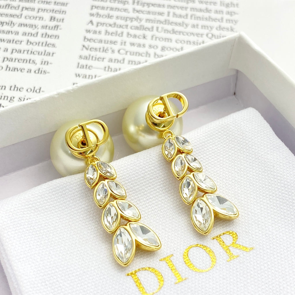 DIOR Pearl Crystal Tassel Earrings