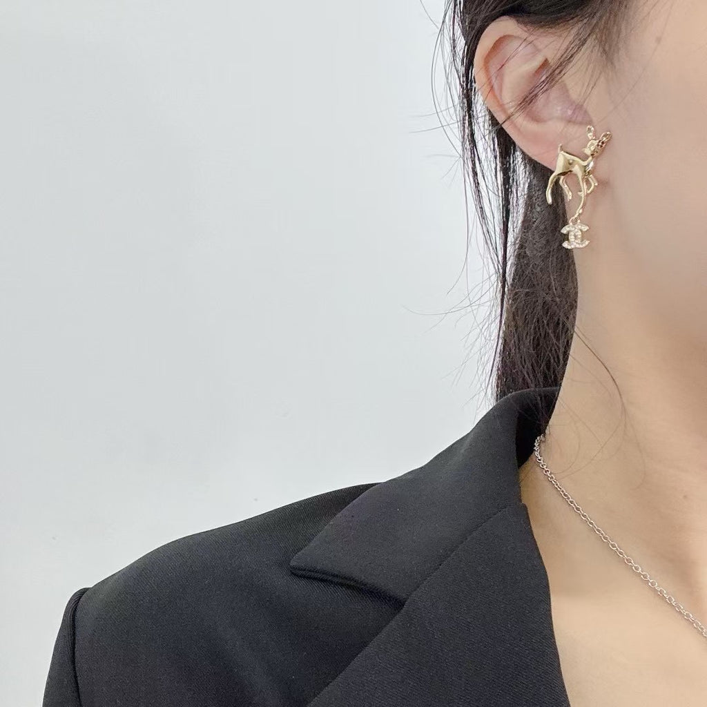 CHANEL Crystal Enamel Double-C Pendant Necklace