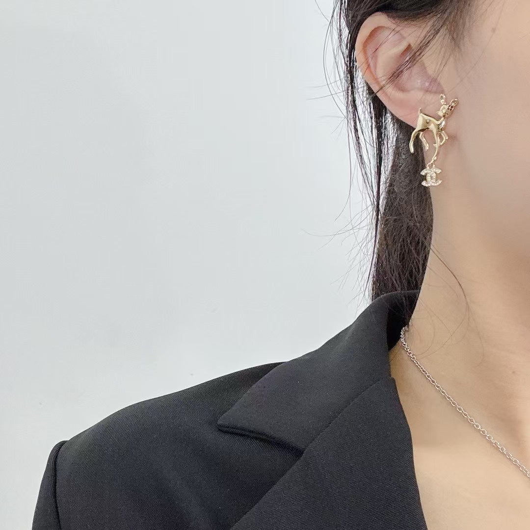 CHANEL Crystal Enamel Double-C Pendant Necklace