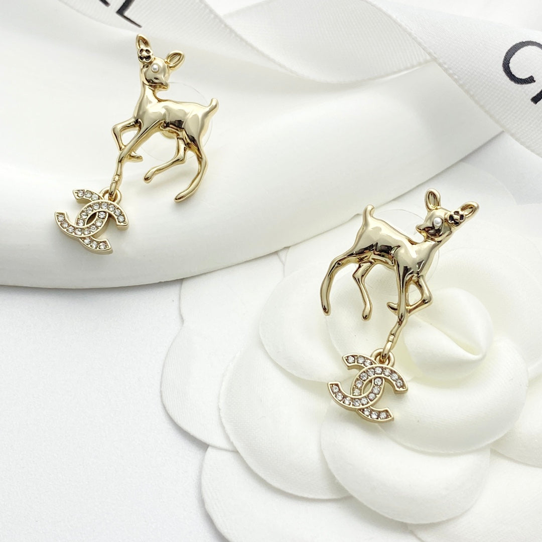 CHANEL Crystal Enamel Double-C Pendant Necklace
