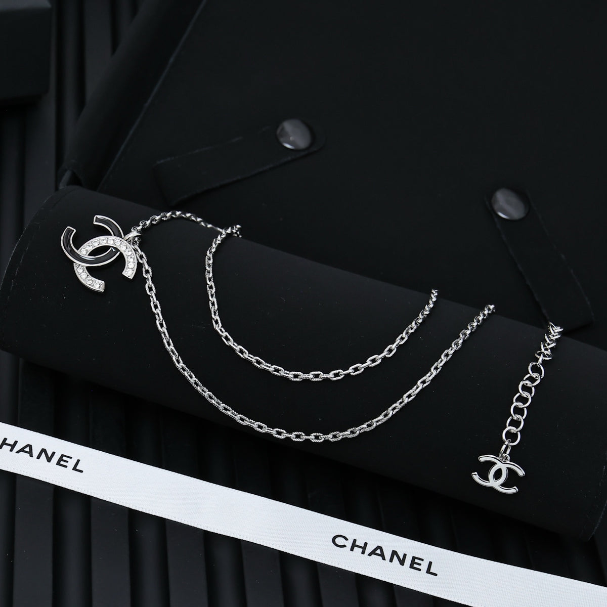 CHANEL Crystal Enamel Double-C Necklace