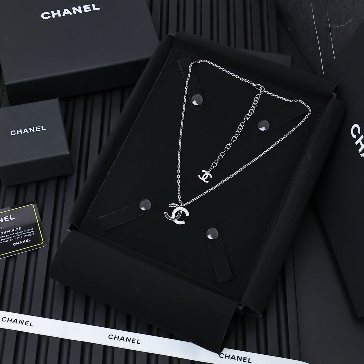 CHANEL Crystal Enamel Double-C Necklace
