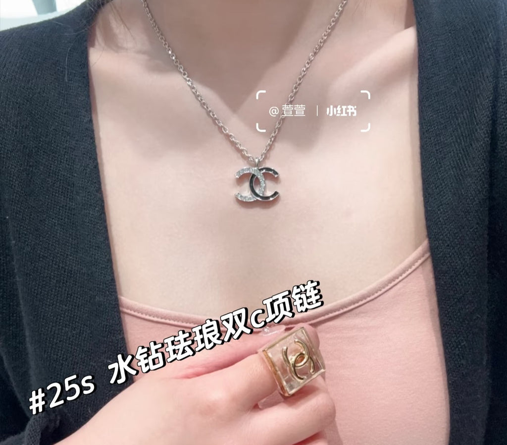 CHANEL Crystal Enamel Double-C Necklace