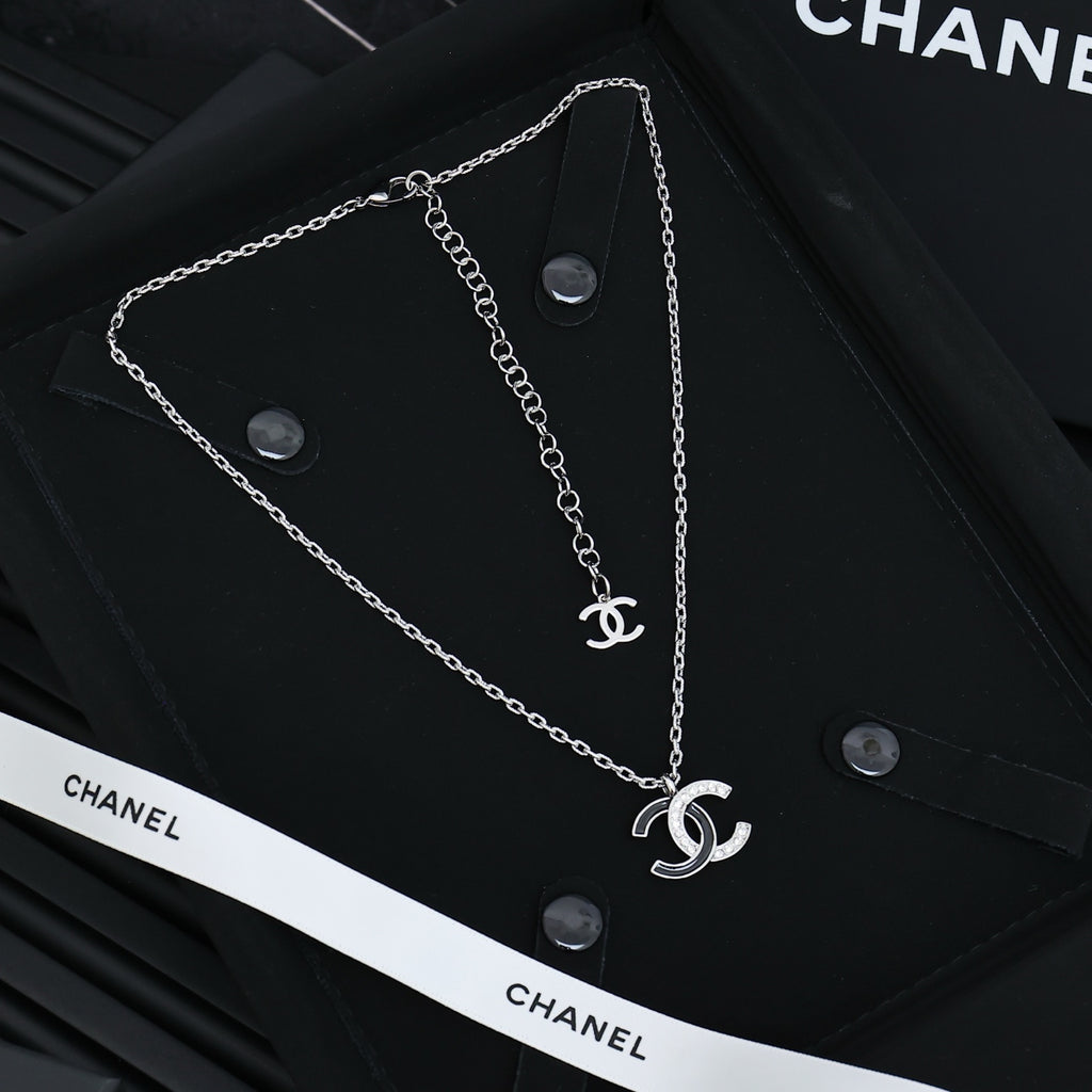 CHANEL Crystal Enamel Double-C Necklace