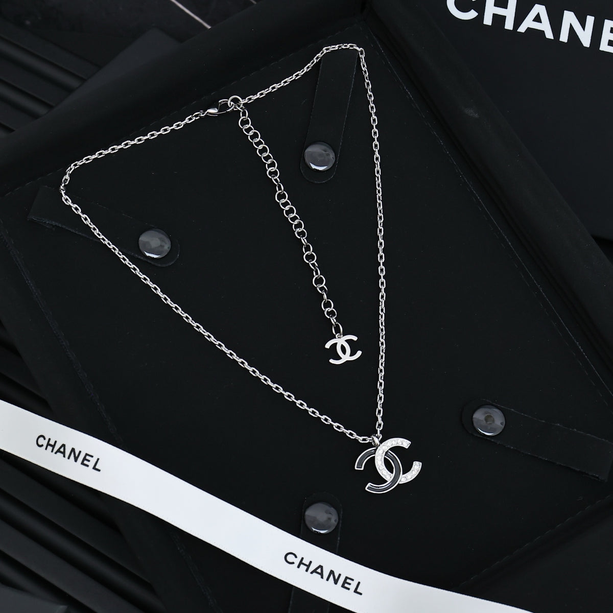 CHANEL Crystal Enamel Double-C Necklace