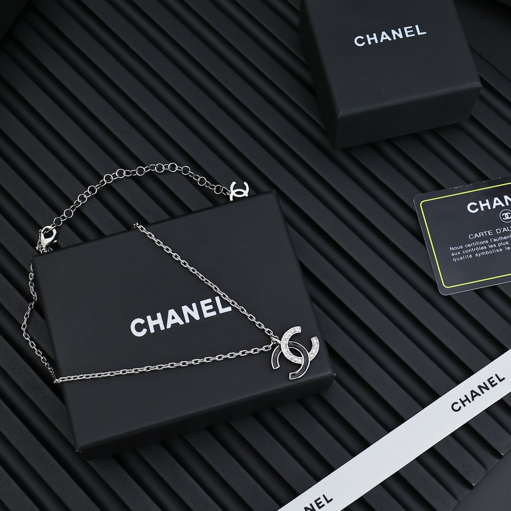 CHANEL Crystal Enamel Double-C Necklace