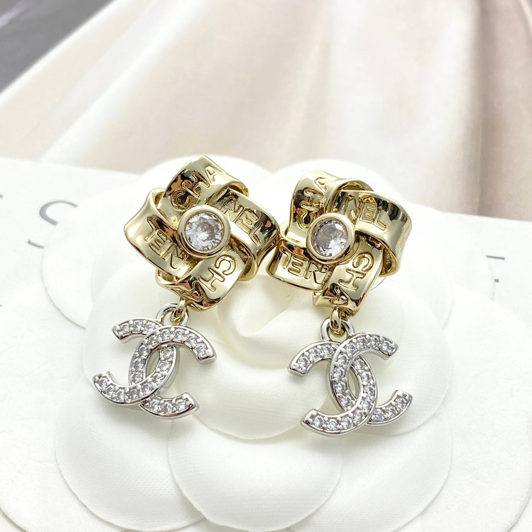CHANEL Crystal Double-C Pendant Necklace