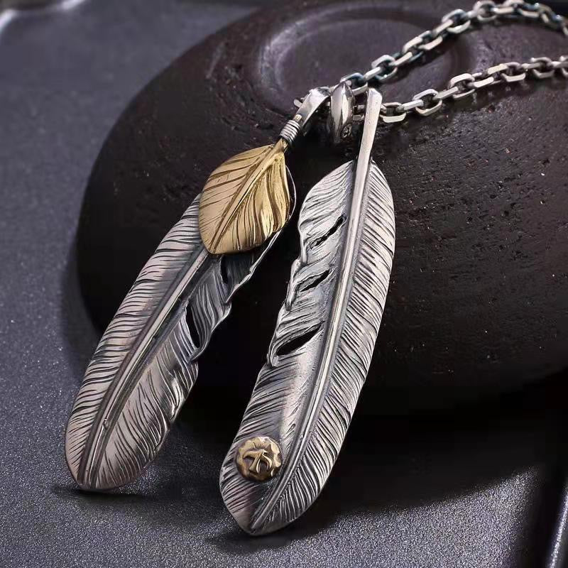 Feather Cross Long Necklace