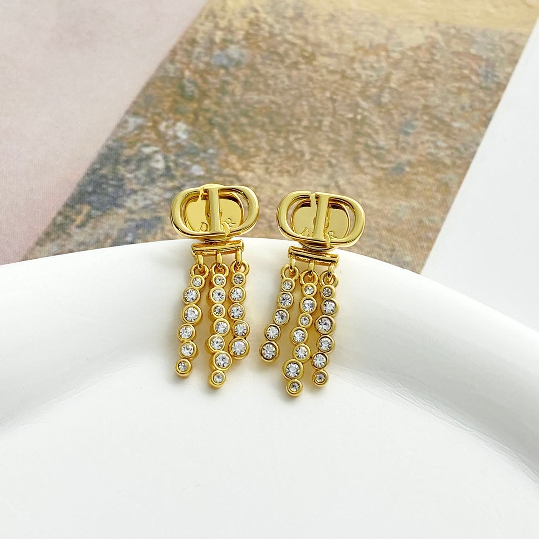 DIOR Crystal Tassel Earrings