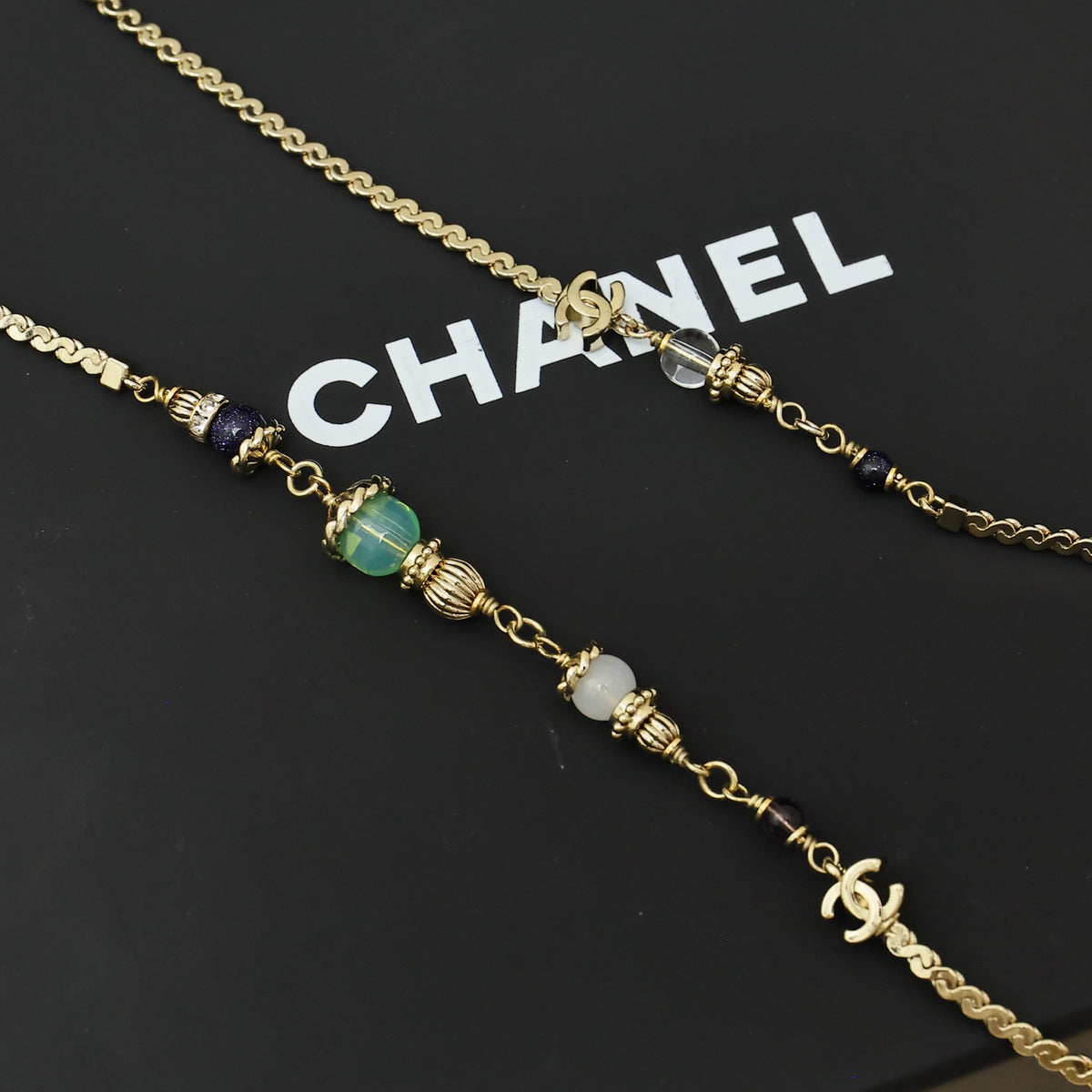 CHANEL Crystal Double-C Long Necklace