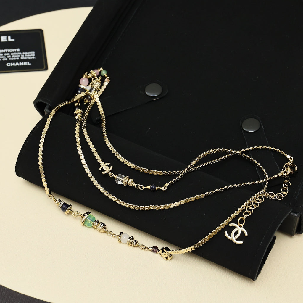 CHANEL Crystal Double-C Long Necklace