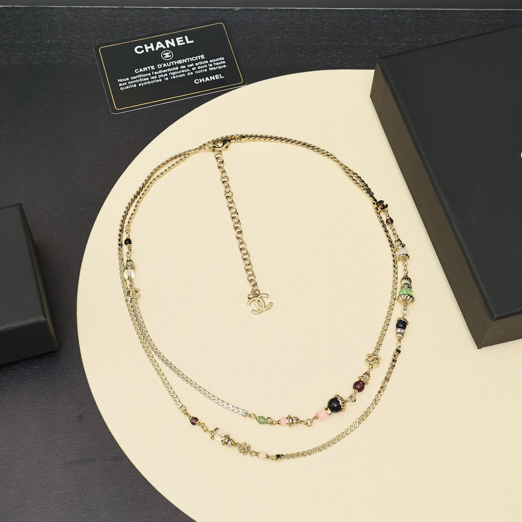 CHANEL Crystal Double-C Long Necklace