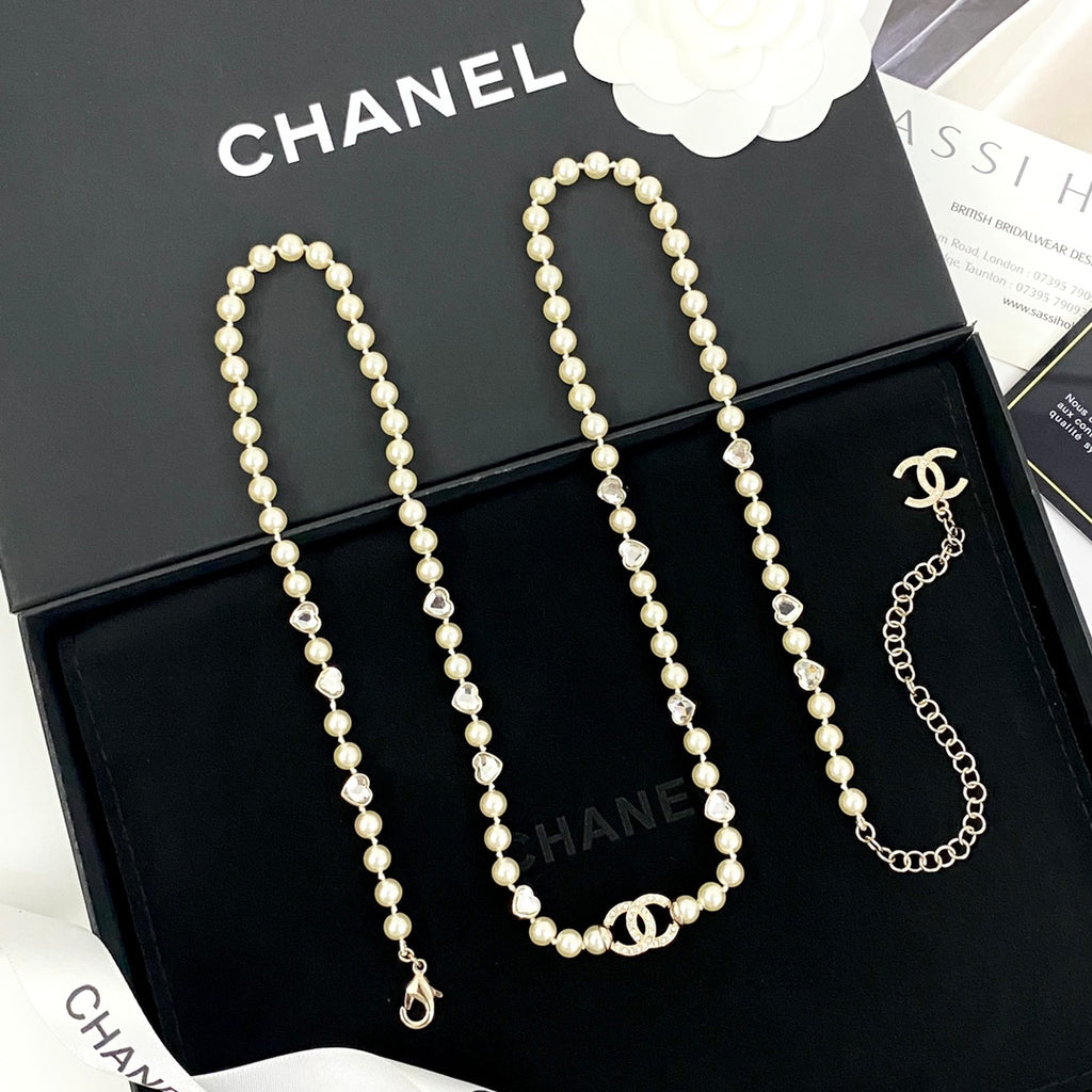 CHANEL Pearl Crystal Long Necklace