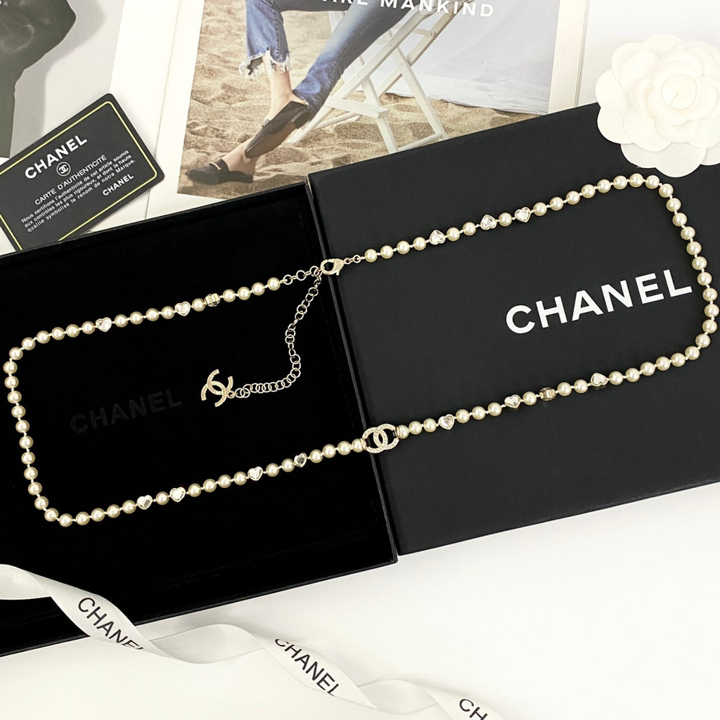 CHANEL Pearl Crystal Long Necklace