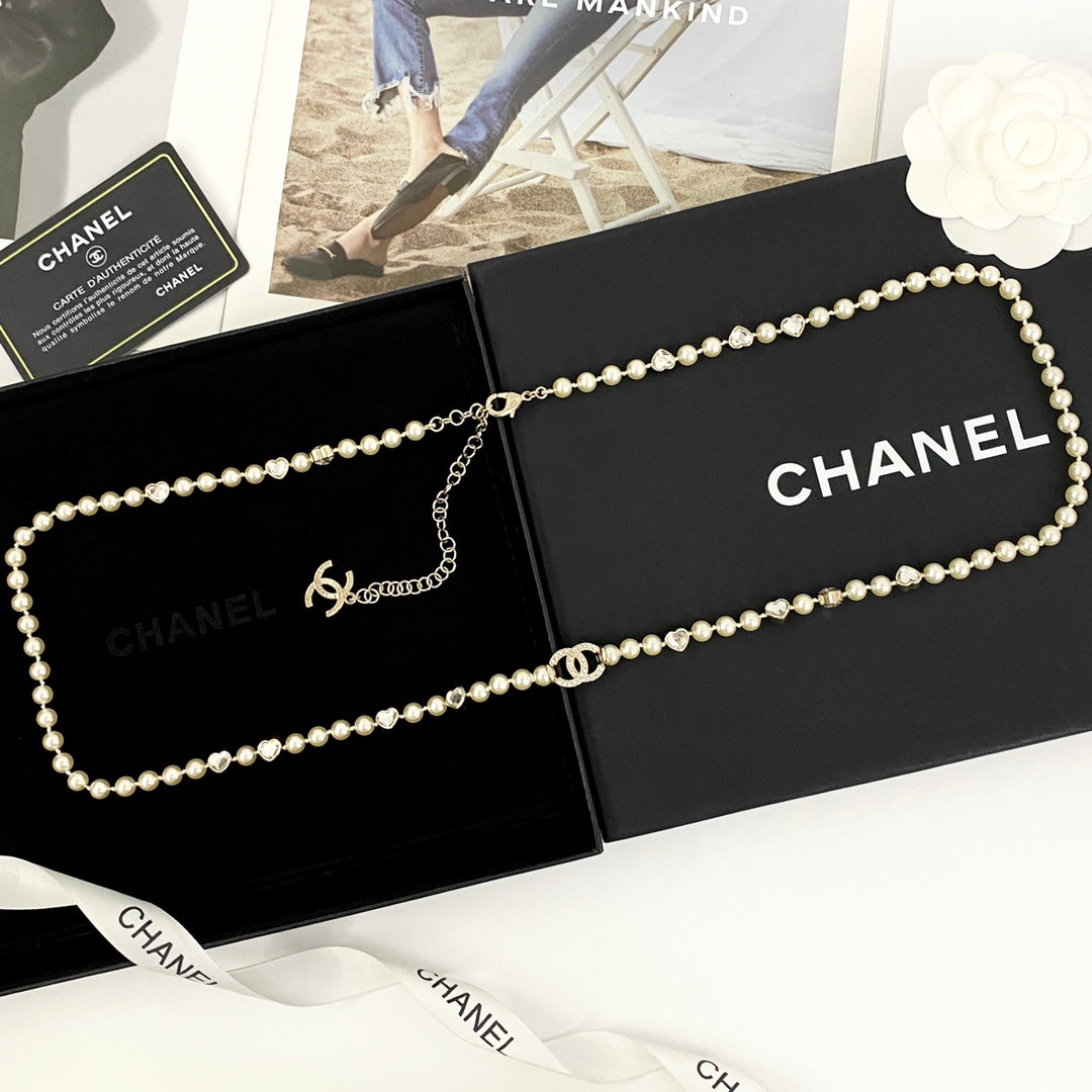 CHANEL Pearl Crystal Long Necklace