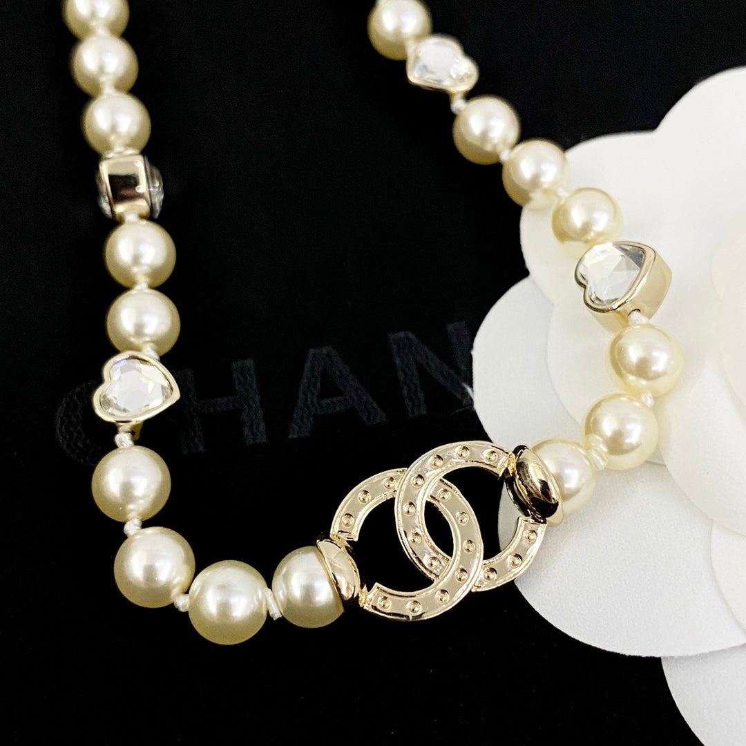 CHANEL Pearl Crystal Long Necklace