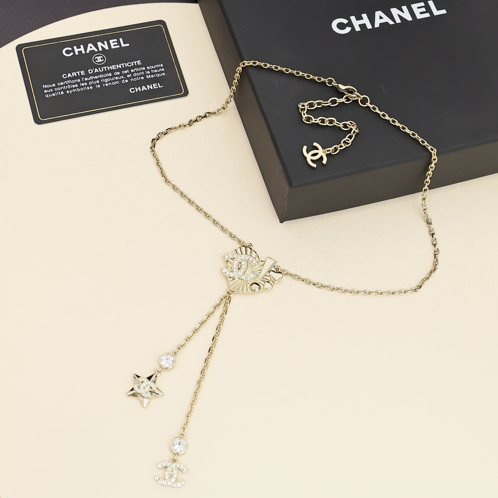 CHANEL Crystal Tassel Necklace