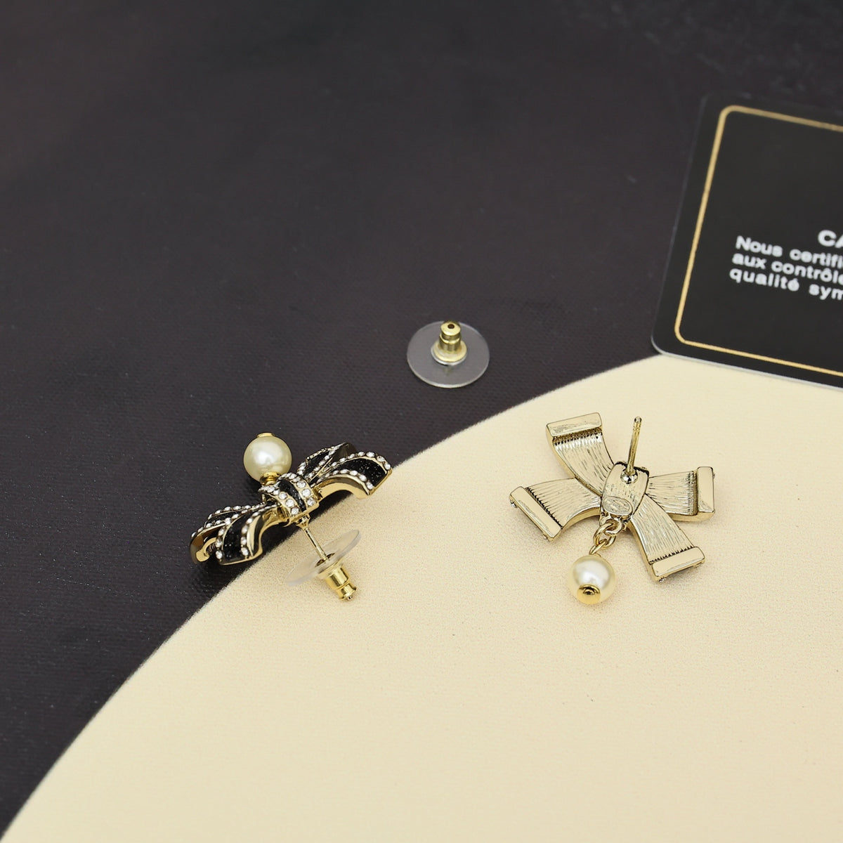 Pearl Enamel Bow Earrings