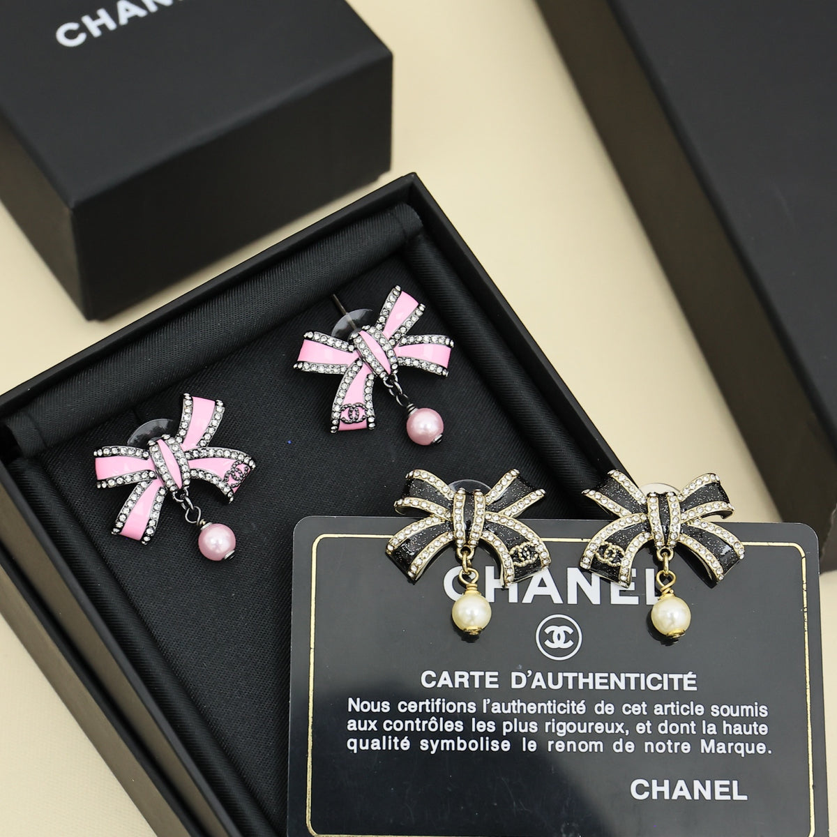 Pearl Enamel Bow Earrings