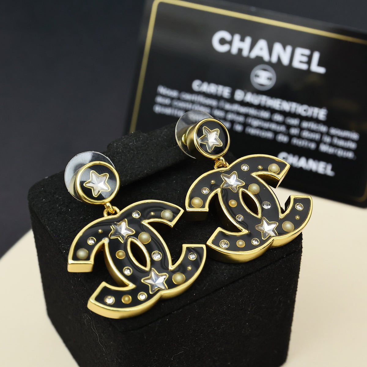 CHANEL Pearl Enamel Double-C Earrings