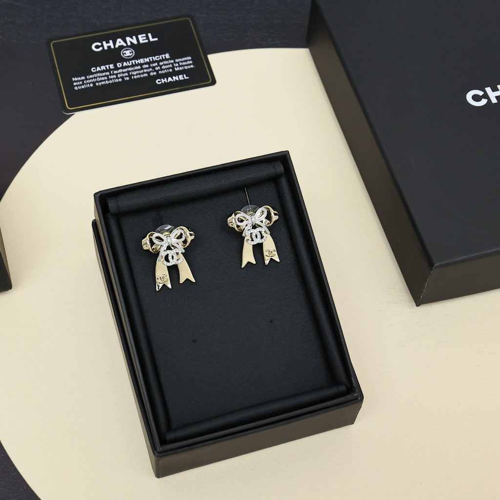 CHANEL Crystal Enamel Double-C Earrings