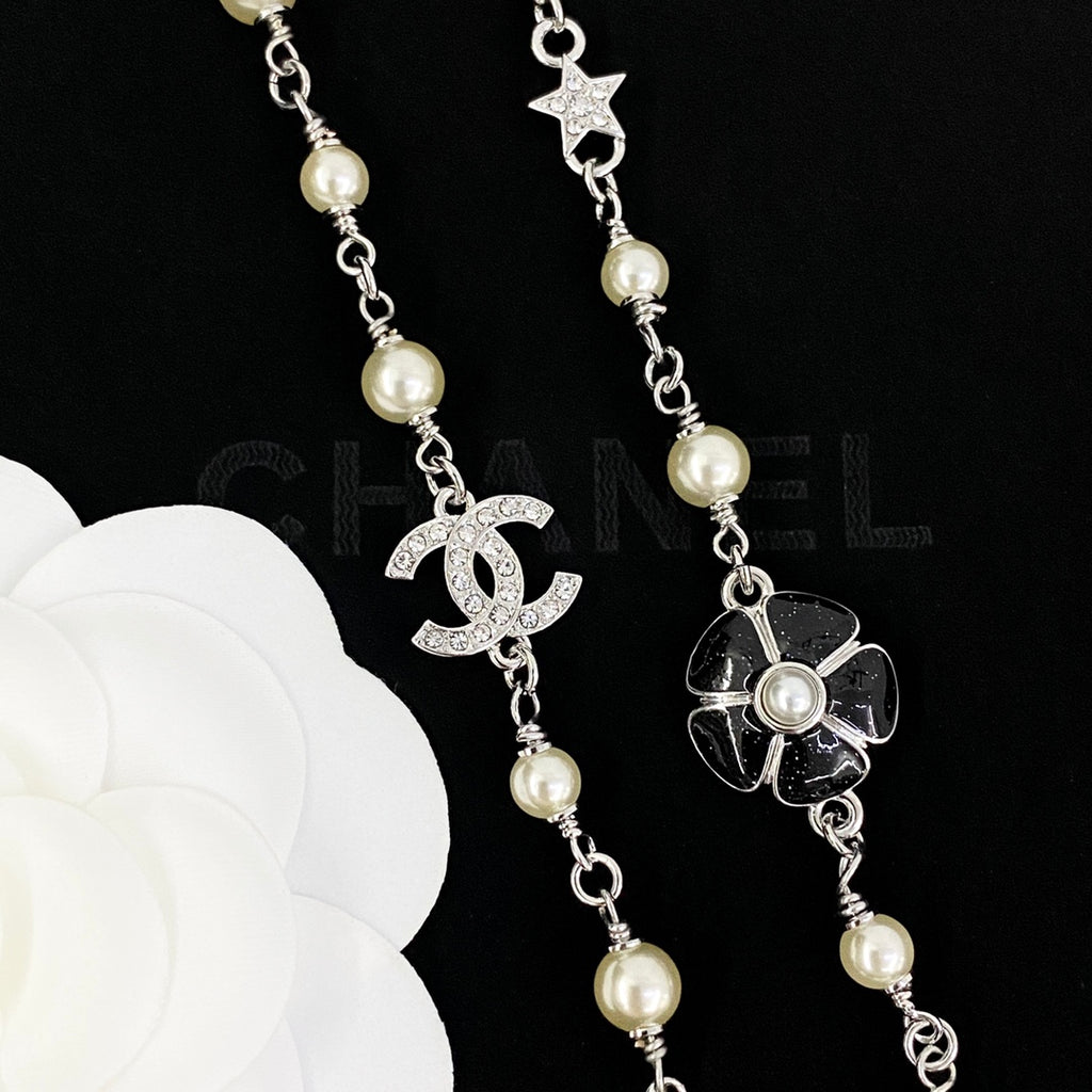 CHANEL Pearl Crystal Enamel Necklace