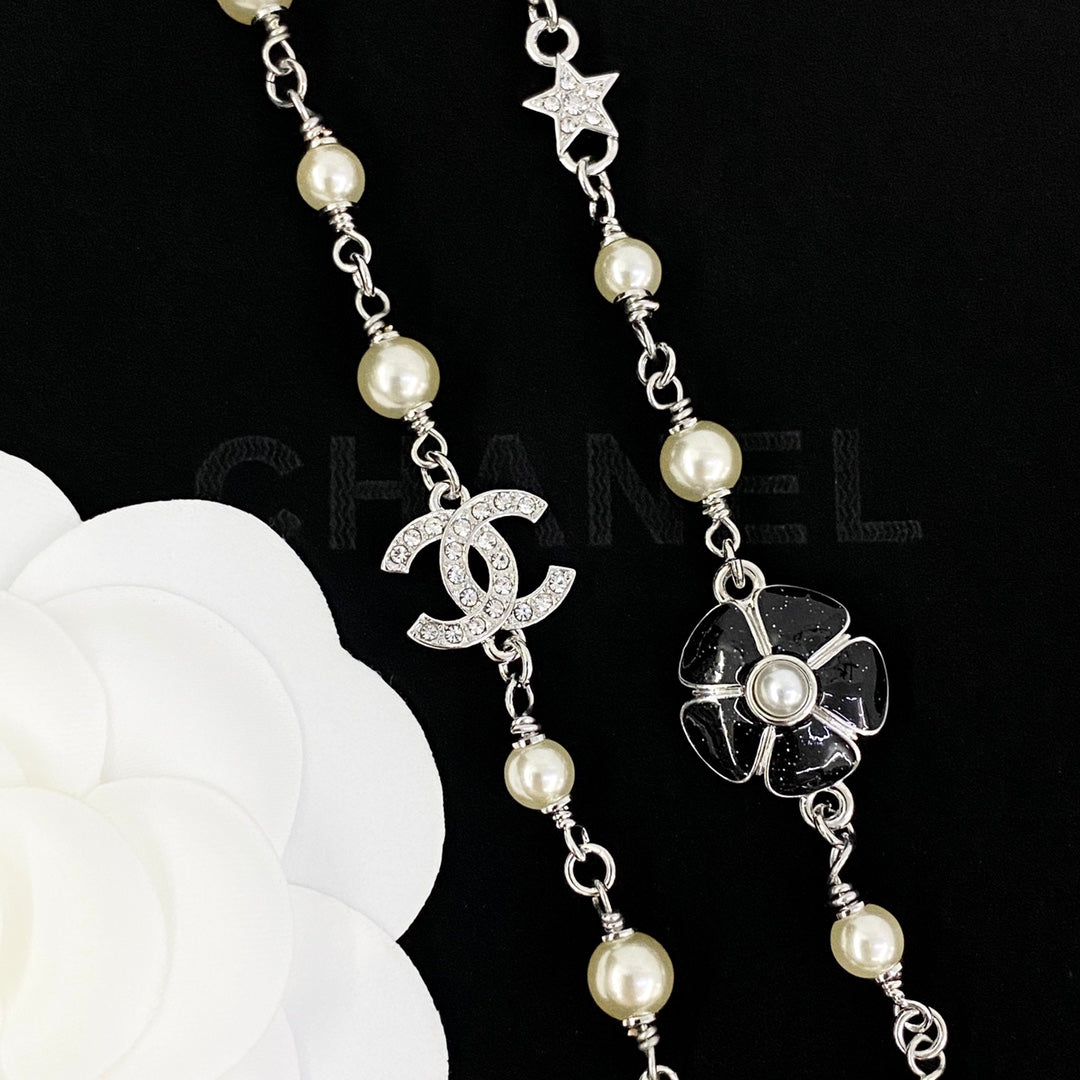 CHANEL Pearl Crystal Enamel Necklace