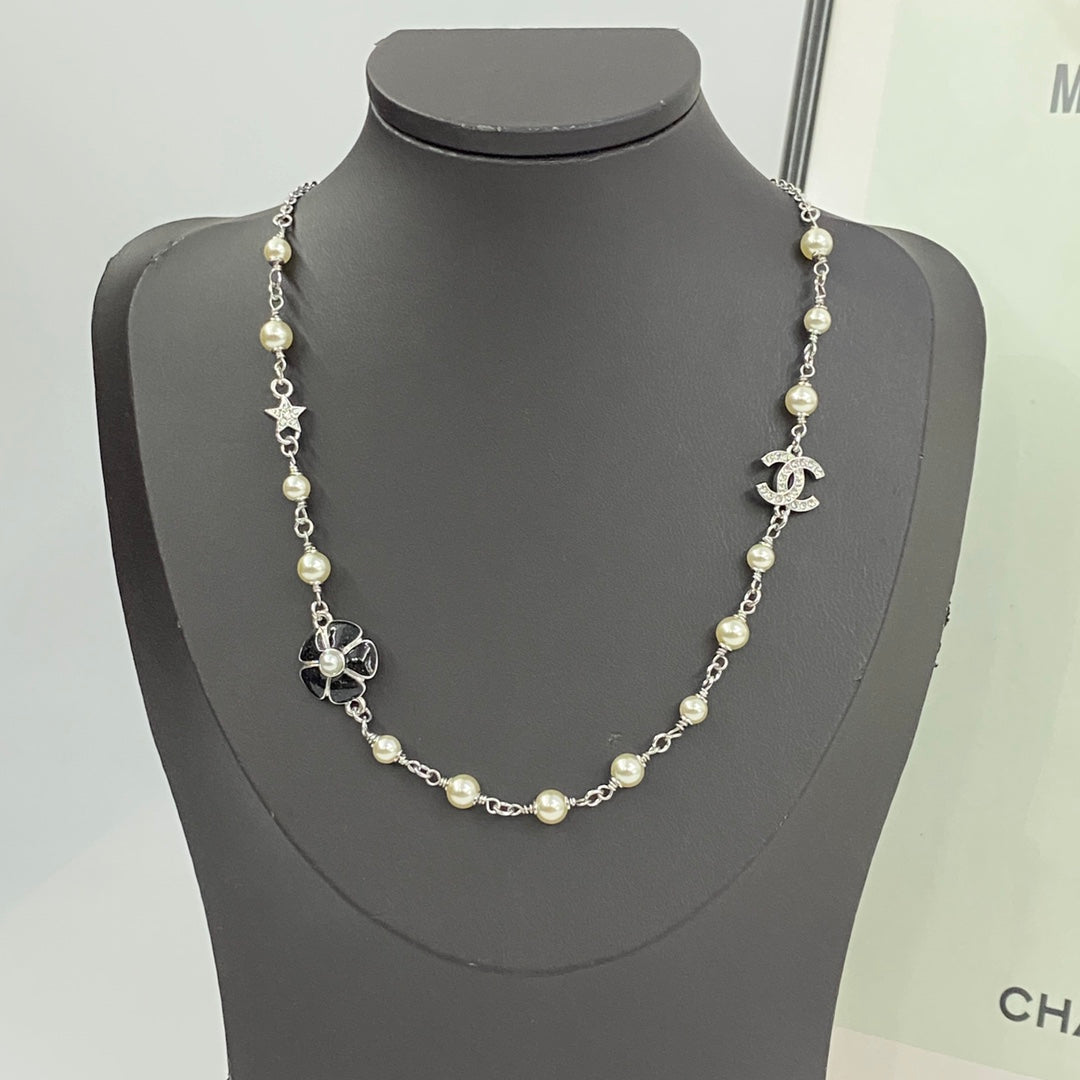 CHANEL Pearl Crystal Enamel Necklace