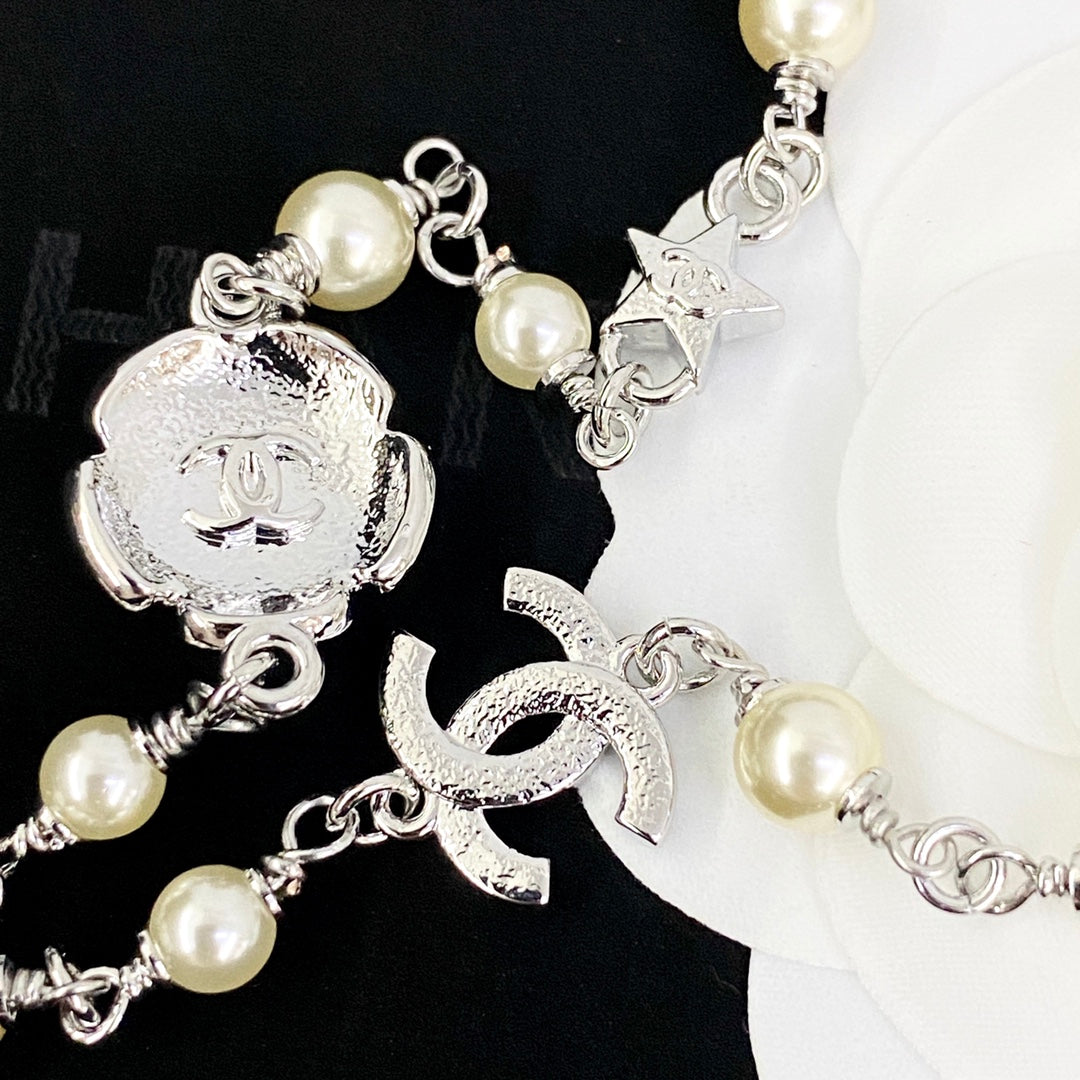 CHANEL Pearl Crystal Enamel Necklace