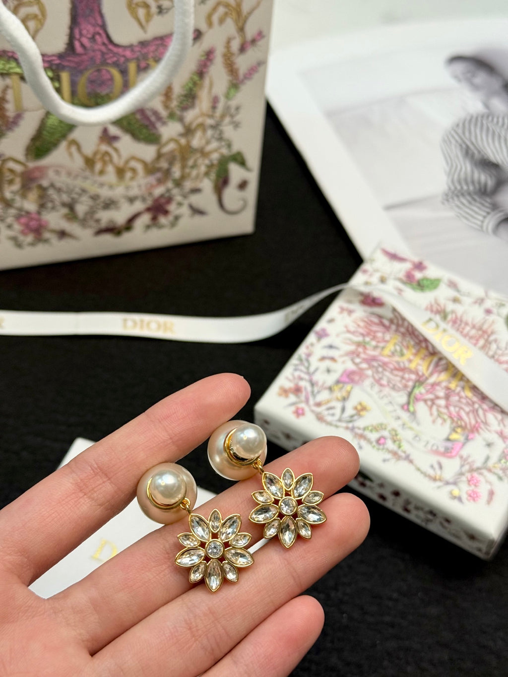 DIOR Pearl Gold-Tone Earrings