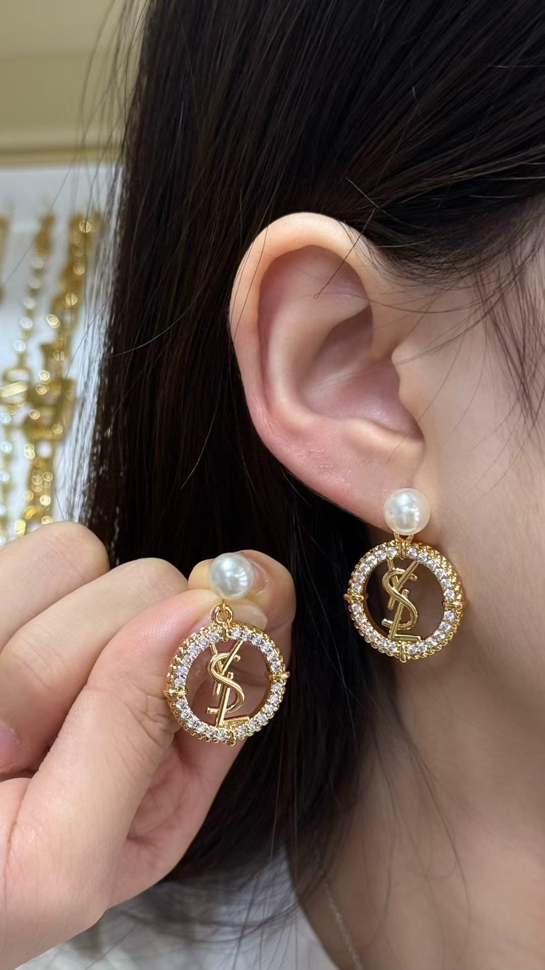 SAINT LAURENT Pearl Earrings