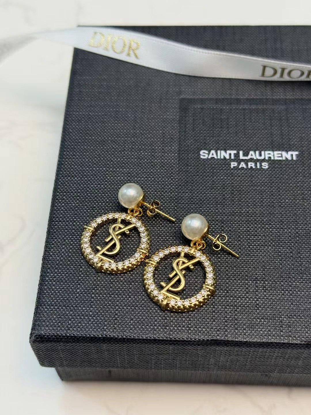 SAINT LAURENT Pearl Earrings