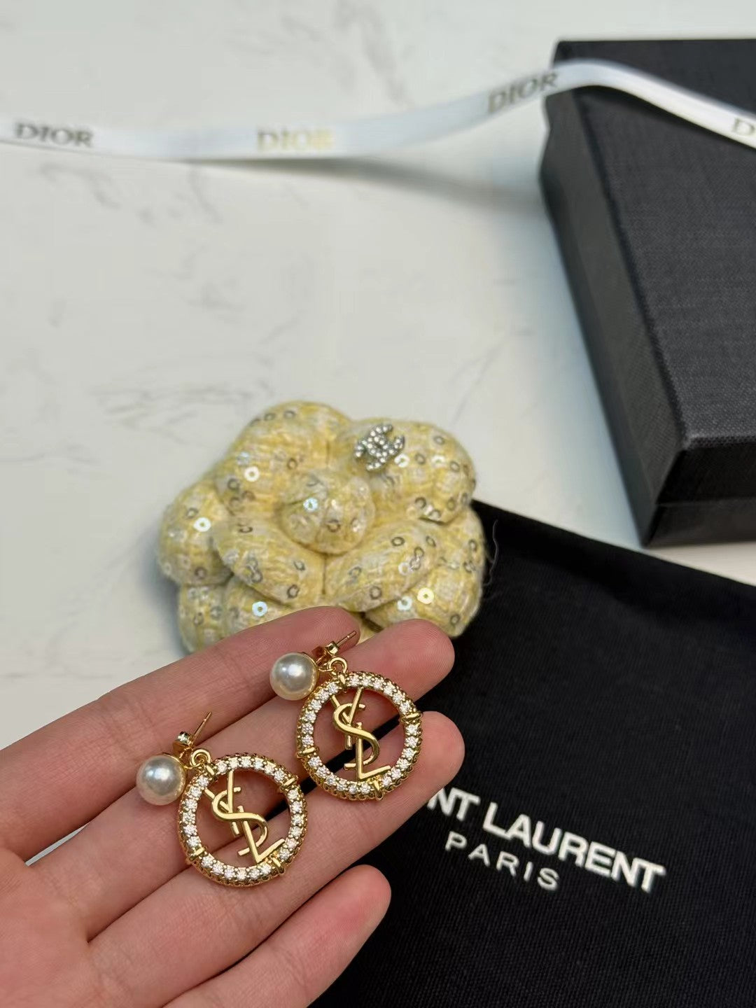 SAINT LAURENT Pearl Earrings